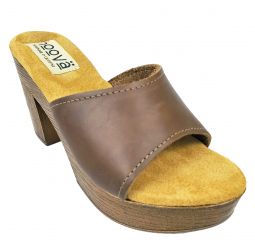 Hoova Boho Dark Brown Leather Platform Sandal