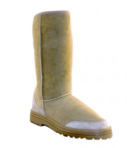 Australian Made Country Leather Tall Sand Sheepskin Boot with All Weather Sole