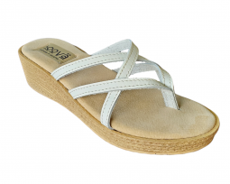 Hoova Haley White Leather Wedge Sandal