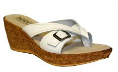 Hoova Posy White Leather Wedge Sandal