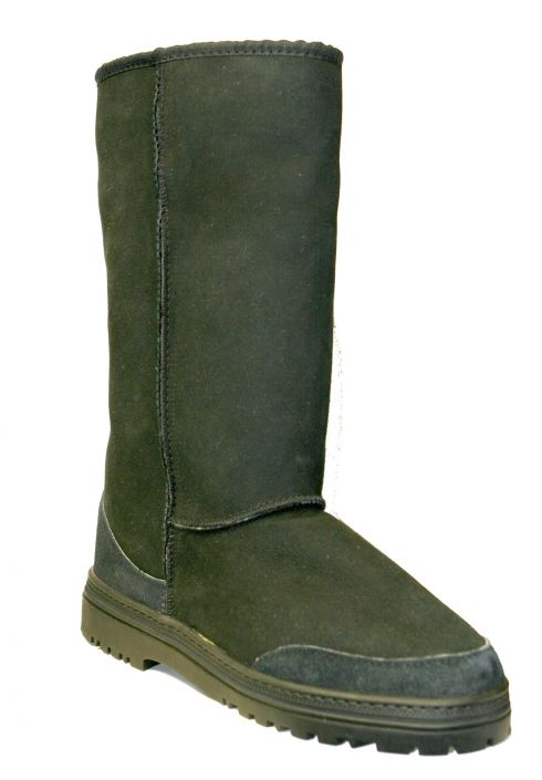 Australian Made Country Leather Tall Black Sheepskin Boot with All Weather Sole Australian Made Country Leather Tall Black Sheepskin Boot with All Weather Sole